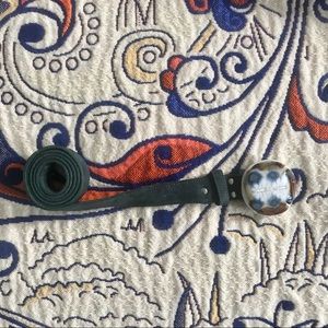 Vintage leather belt with ceramic buckle